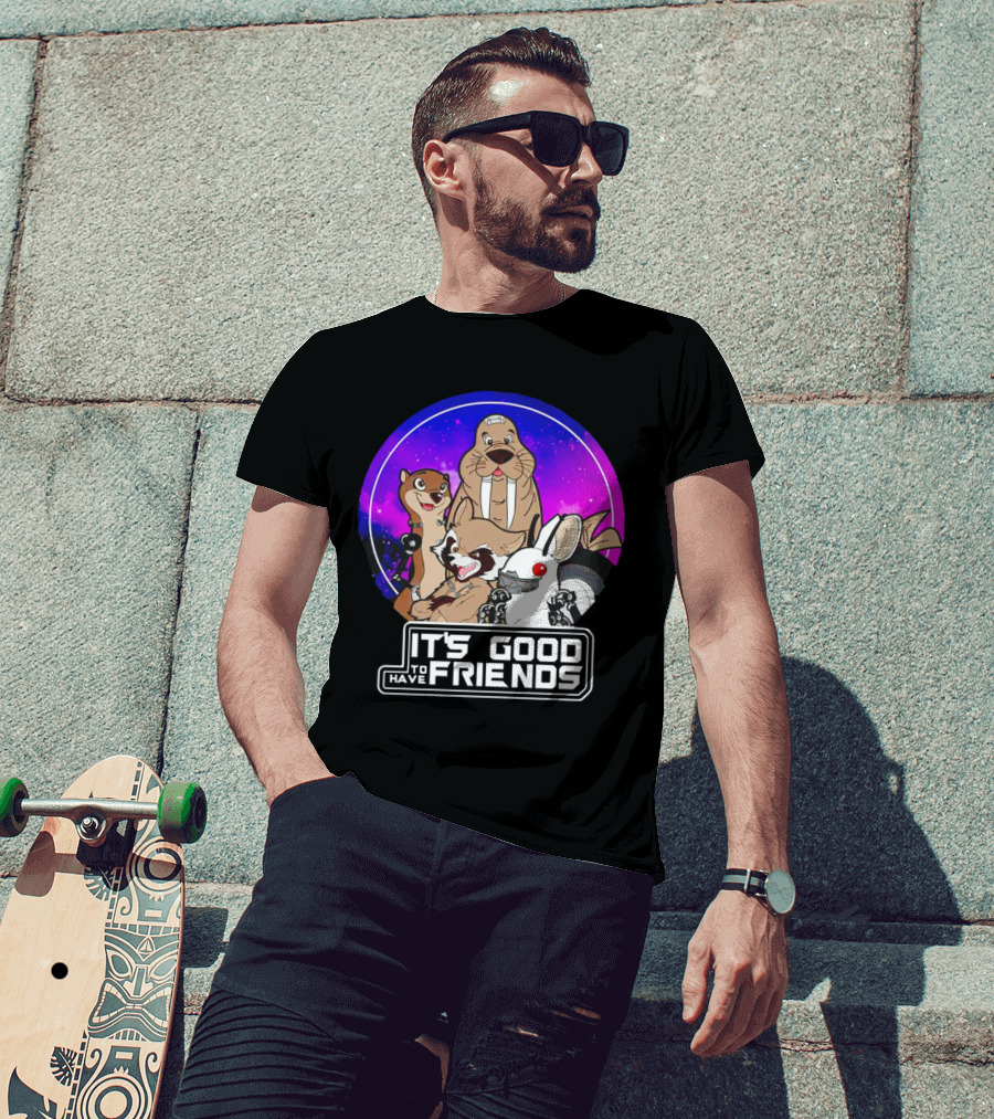 It's Good To Have Friends Rocket Rabbit Space Circle T-Shirt