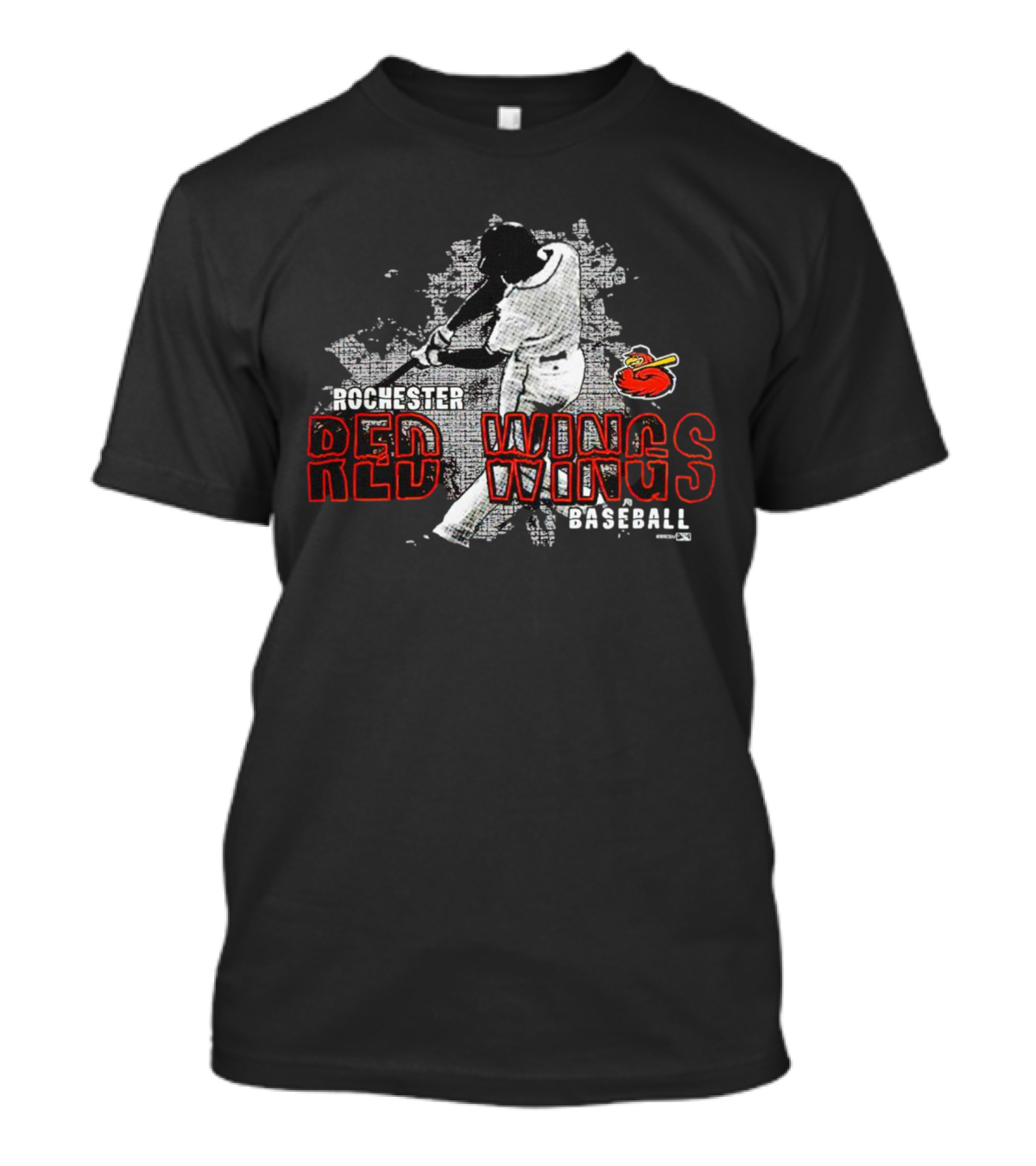 Rochester Red Wings Baseball Player Swinging With Red Wings T-Shirt