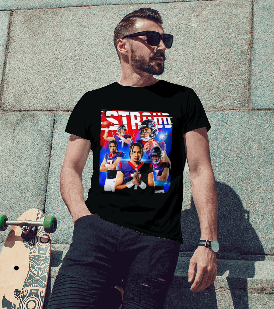 CJ Stroud Houston Texans Quarterback Action Collage T-Shirt