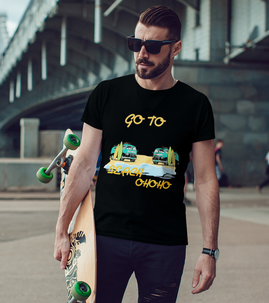 Go To Beach Ohoho Classic Retro Surf Vans And Surfboards T-Shirt