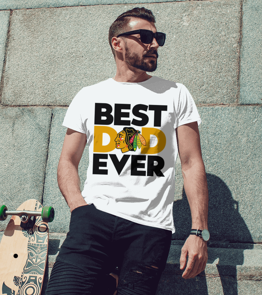 Best Dad Ever NHL Chicago Blackhawks T-Shirt