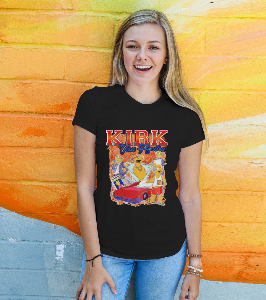 Kirk Van Houten Vintage Comic Car Flames Drink T-Shirt