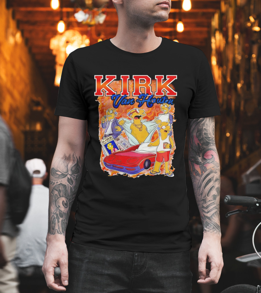 Kirk Van Houten Vintage Comic Car Flames Drink T-Shirt