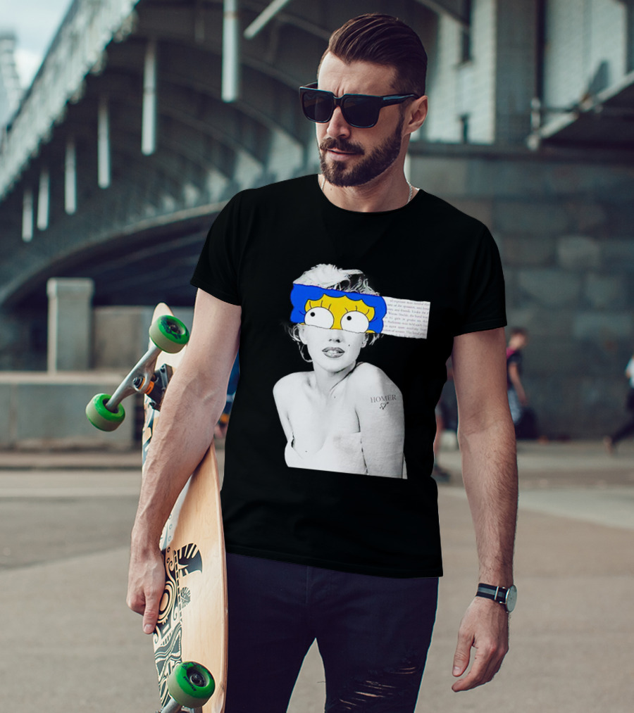 Marylin Monroe And Marge Simpson Crossover With Homer Tattoo T-Shirt