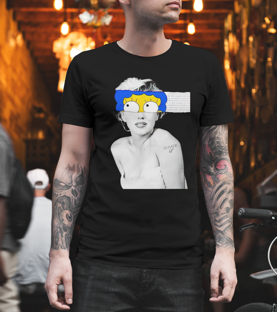 Marylin Monroe And Marge Simpson Crossover With Homer Tattoo T-Shirt