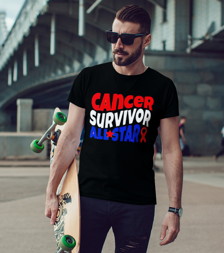 Cancer Survivor All Star Red White Blue T-Shirt