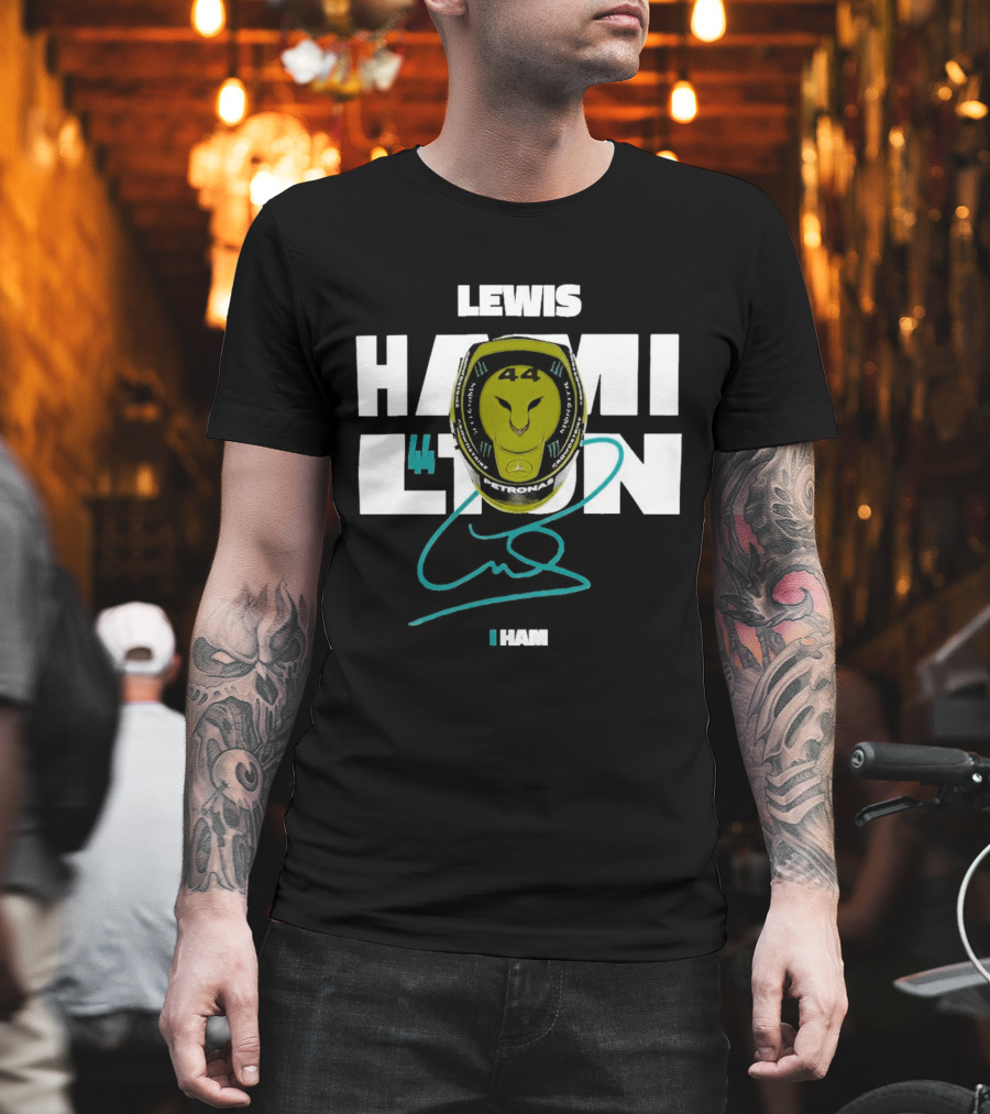 Lewis Hamilton 44 Monster Petronas Helmet Ham Signature T-Shirt