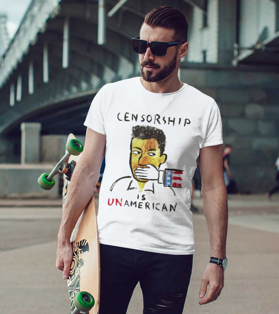 Censorship Is Unamerican Travis Scott American Flag Mouth Covered T-Shirt