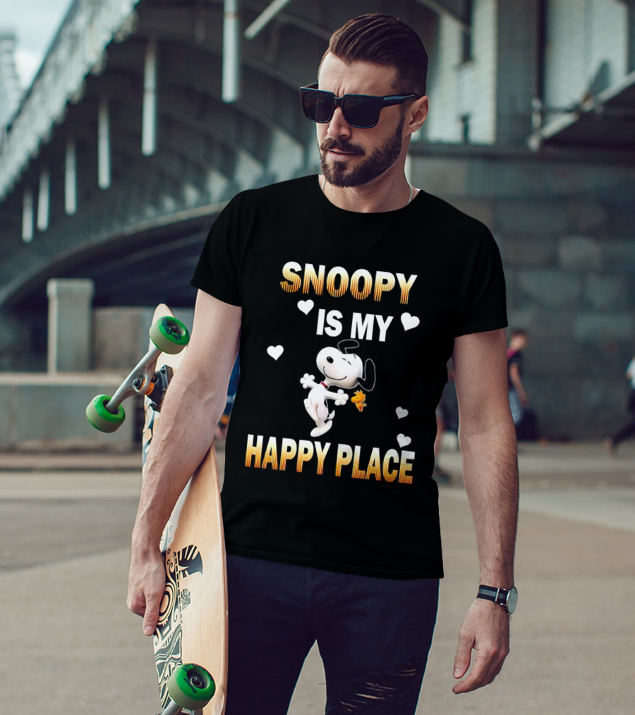 Snoopy Is My Happy Place Hearts Woodstock T-Shirt