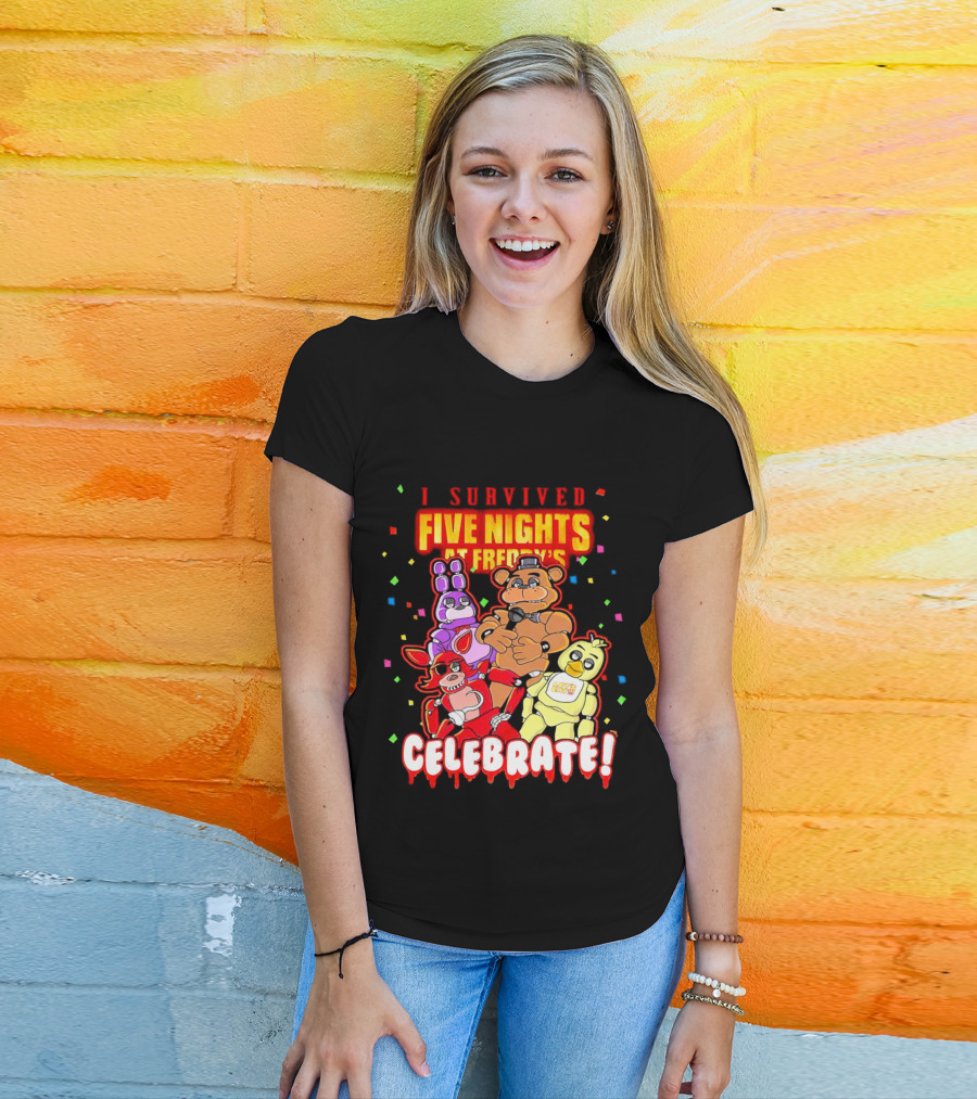 I Survived Five Nights At Freddy’s Celebrate Freddy Bonnie Chica Foxy T-Shirt