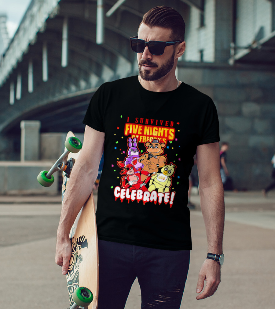 I Survived Five Nights At Freddy’s Celebrate Freddy Bonnie Chica Foxy T-Shirt