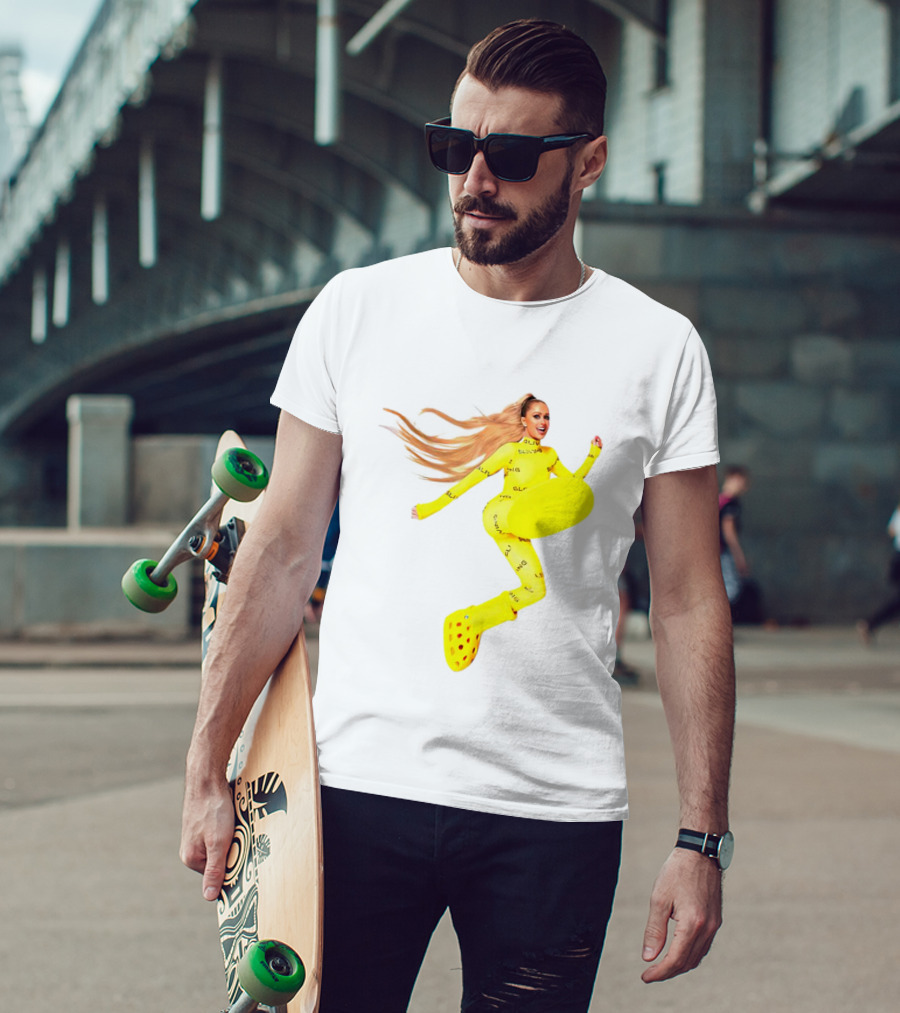 Paris Hilton Yellow Slime Crocs Big Yellow Boot T-Shirt