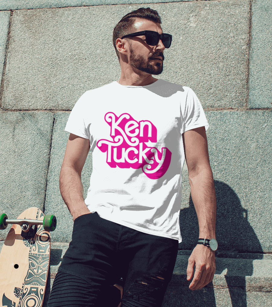 Ken Tucky Ken-Ergy Barbie Retro Bold Pink Letters T-Shirt