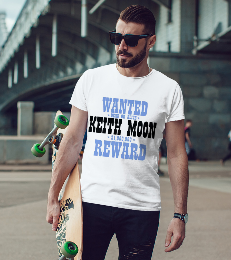 Wanted Dead Or Alive Keith Moon $1,000,000 Reward T-Shirt