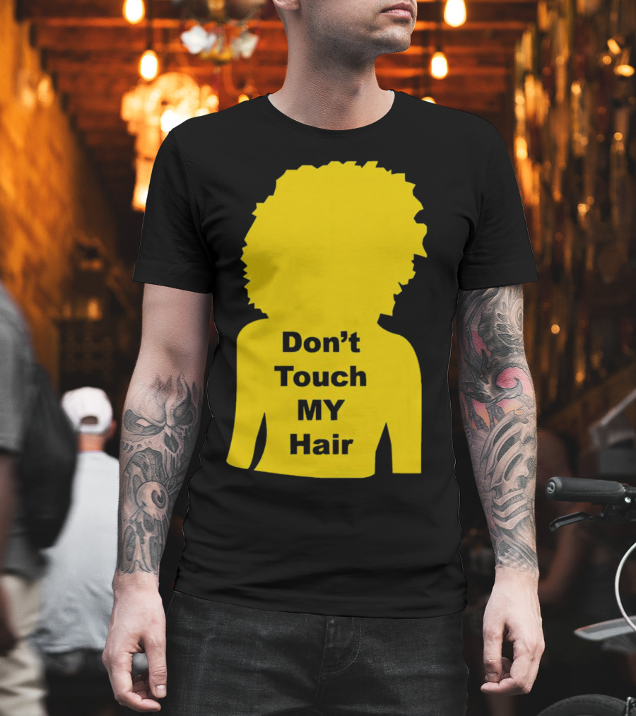 Don’t Touch My Hair Yellow Silhouette Afro Outline T-Shirt