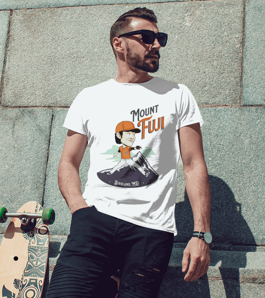 Mount Fuji Birdland MD Baseball Cartoon Character T-Shirt