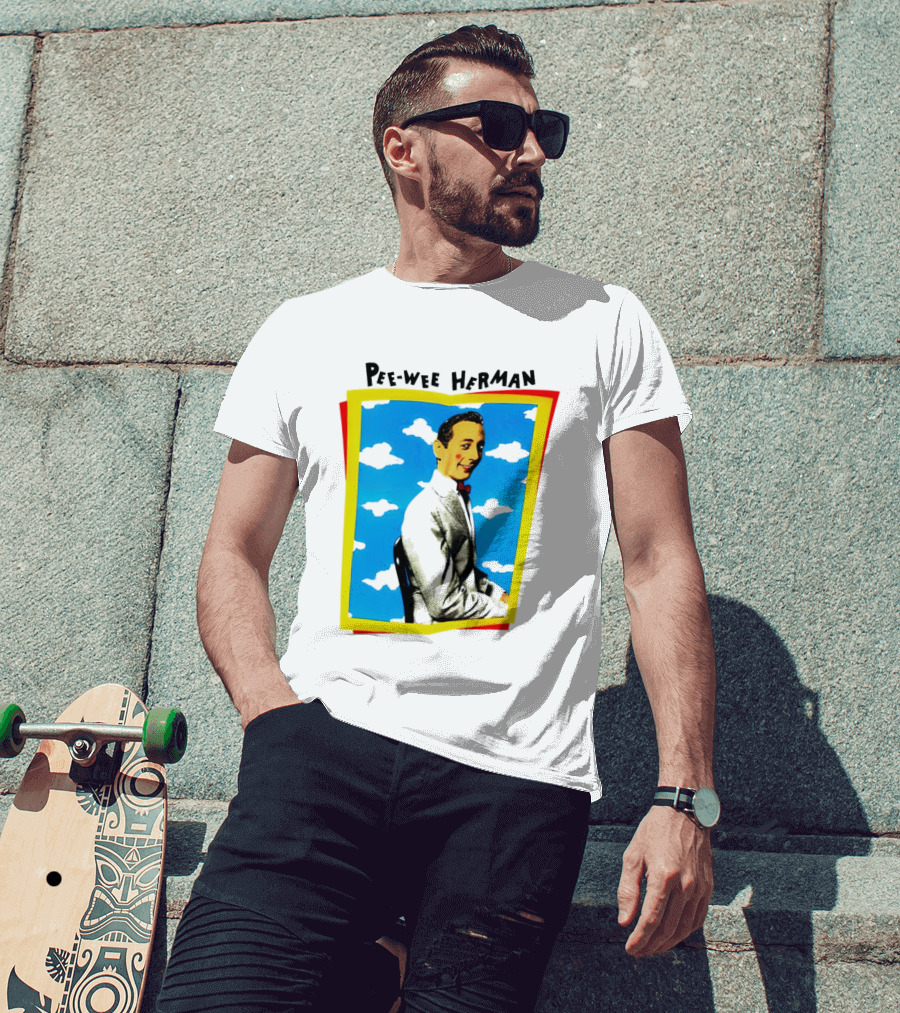 Pee-Wee Herman Paul Reubens Retro Pop Art Style Bright Blue Background T-Shirt