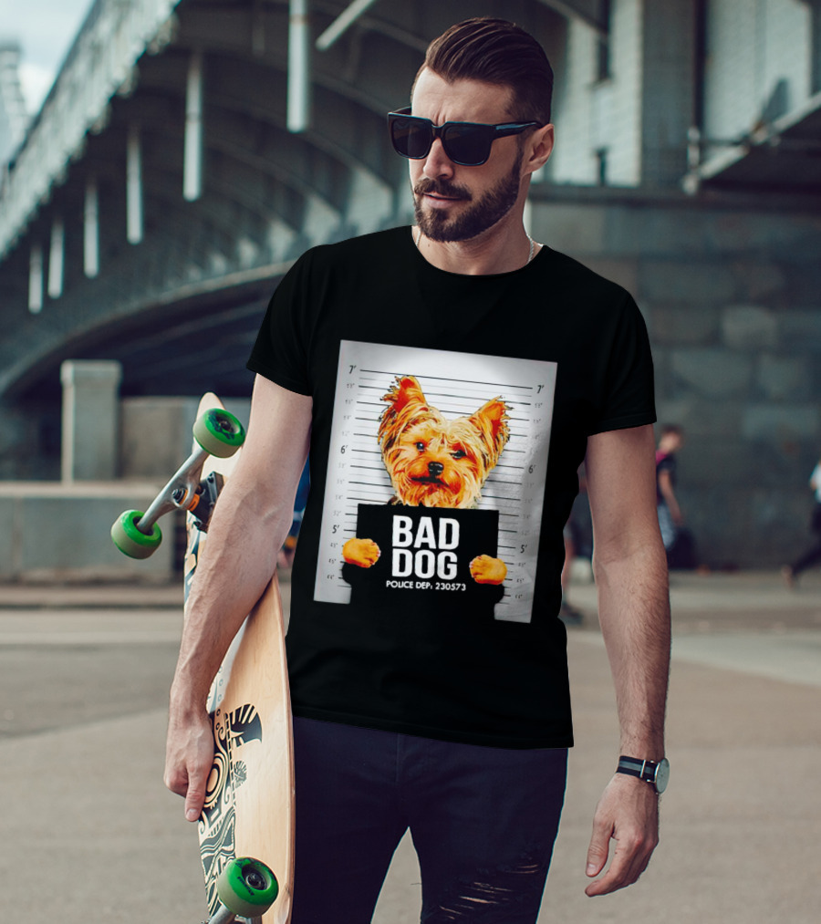 Bad Dog Yorkie Mugshot Police Dept 230573 T-Shirt