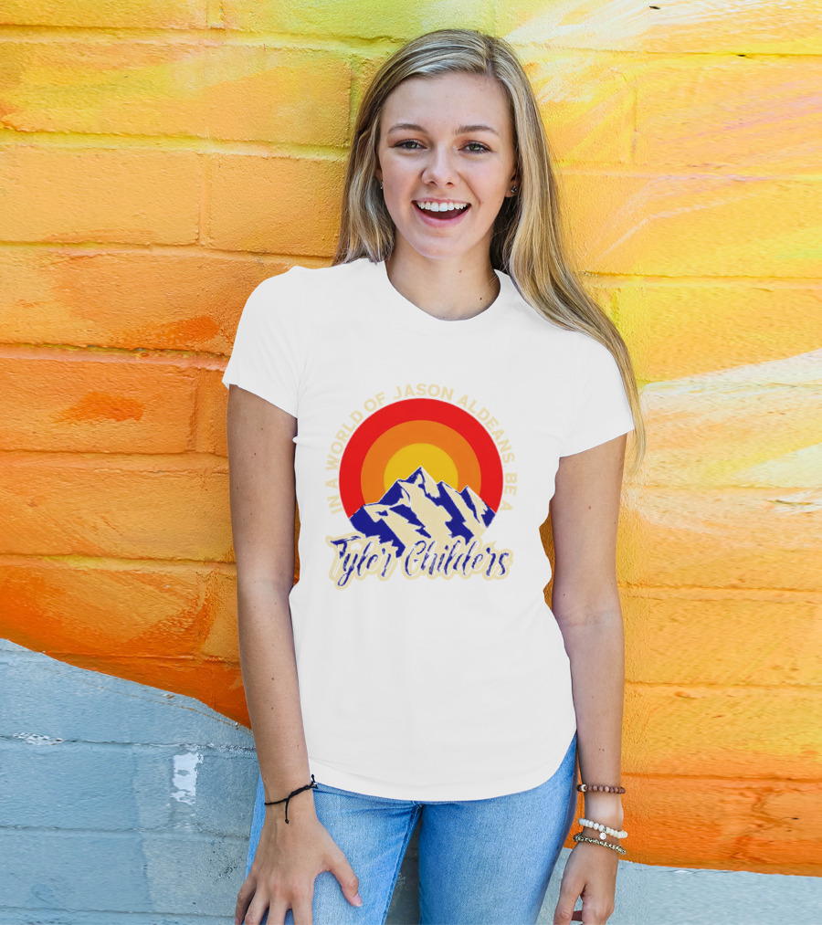 In A World Of Jason Aldeans Be A Tyler Childers Vintage Mountain Sunburst T-Shirt