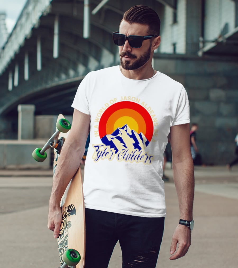 In A World Of Jason Aldeans Be A Tyler Childers Vintage Mountain Sunburst T-Shirt
