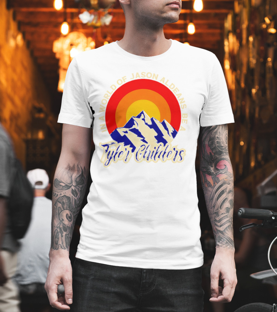 In a World of Jason Aldeans Be a Tyler Childers Vintage Mountain Sunburst T-Shirt
