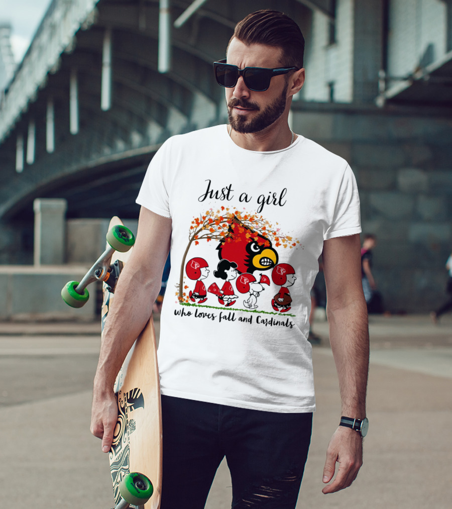 Just A Girl Who Loves Fall And Cardinals Peanuts Cartoon T-Shirt
