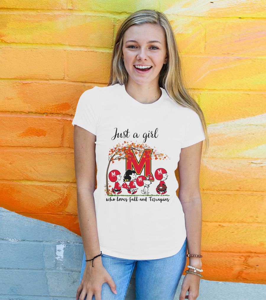 Just A Girl Who Loves Fall And Terrapins Peanuts Cartoon T-Shirt