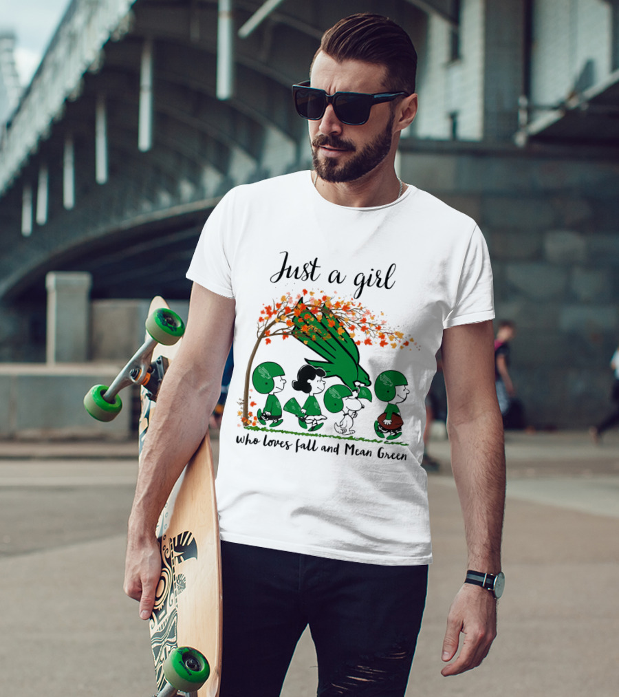 Just A Girl Who Loves Fall And Mean Green Peanuts Cartoon Football Halloween T-Shirt