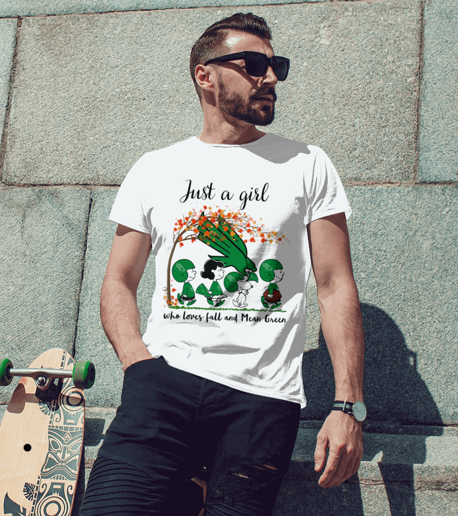 Just A Girl Who Loves Fall And Mean Green Peanuts Cartoon Football Halloween T-Shirt