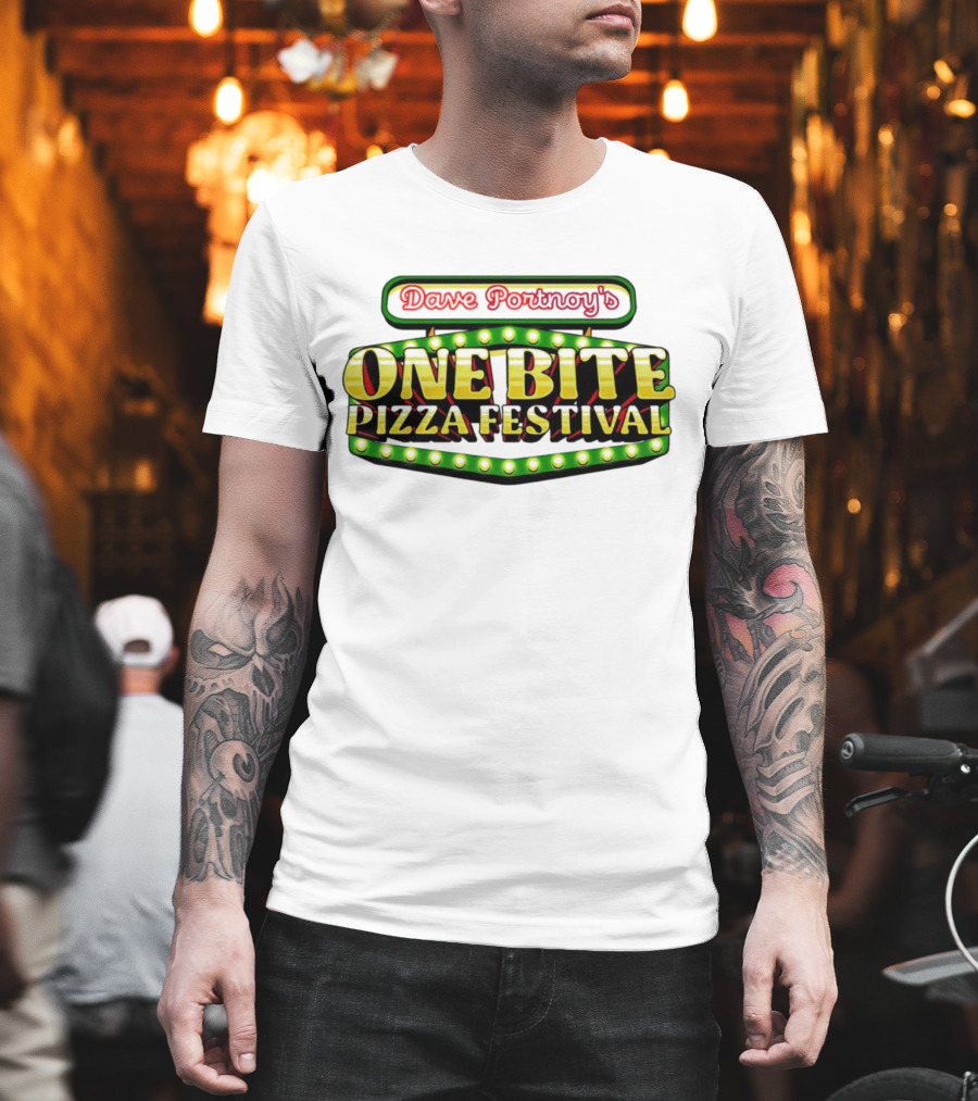 Dave Portnoy's One Bite Pizza Festival Neon Sign Aesthetic T-Shirt