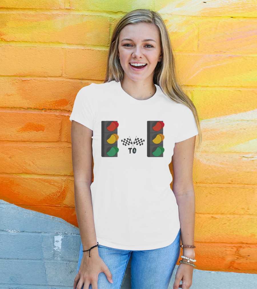 Stoplight To Stoplight Race Checkered Flags T-Shirt