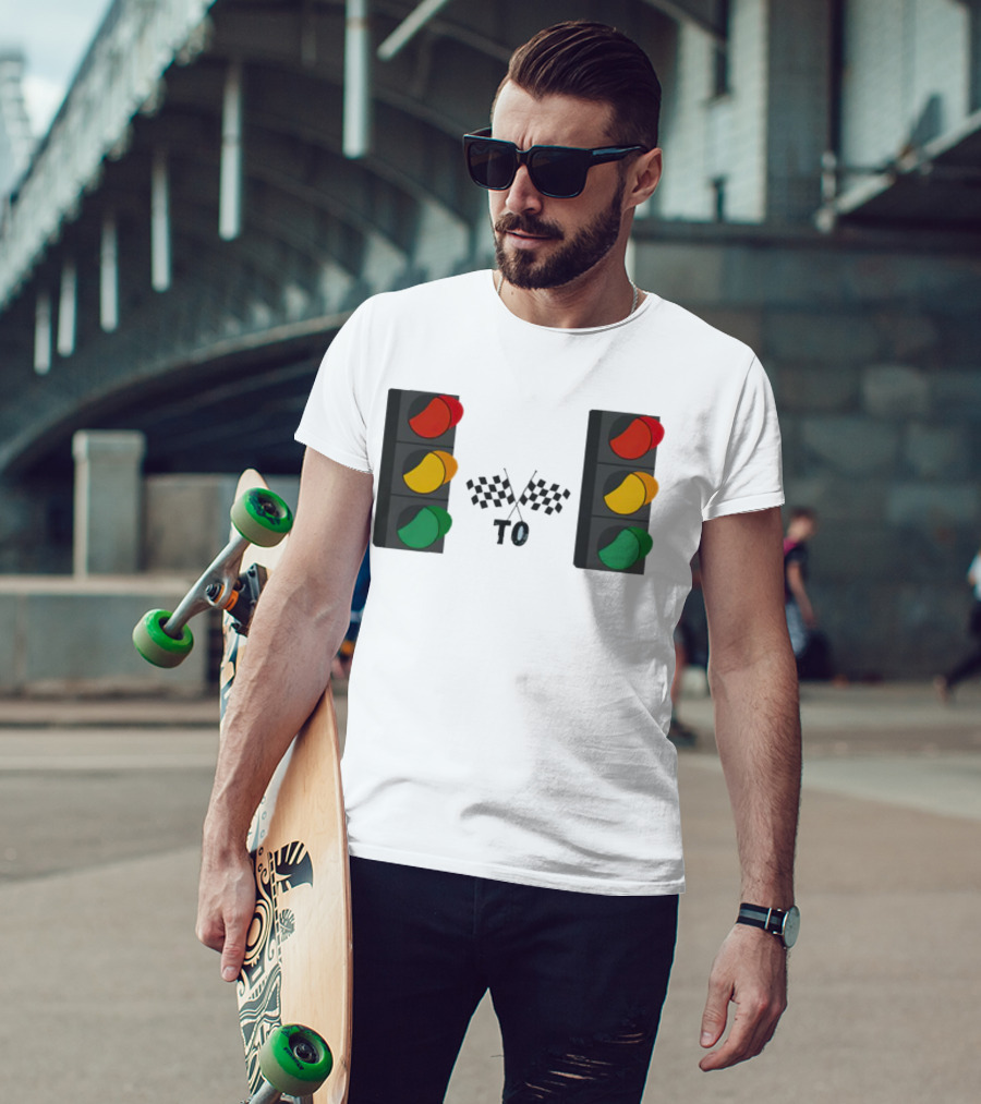Stoplight To Stoplight Race Checkered Flags T-Shirt