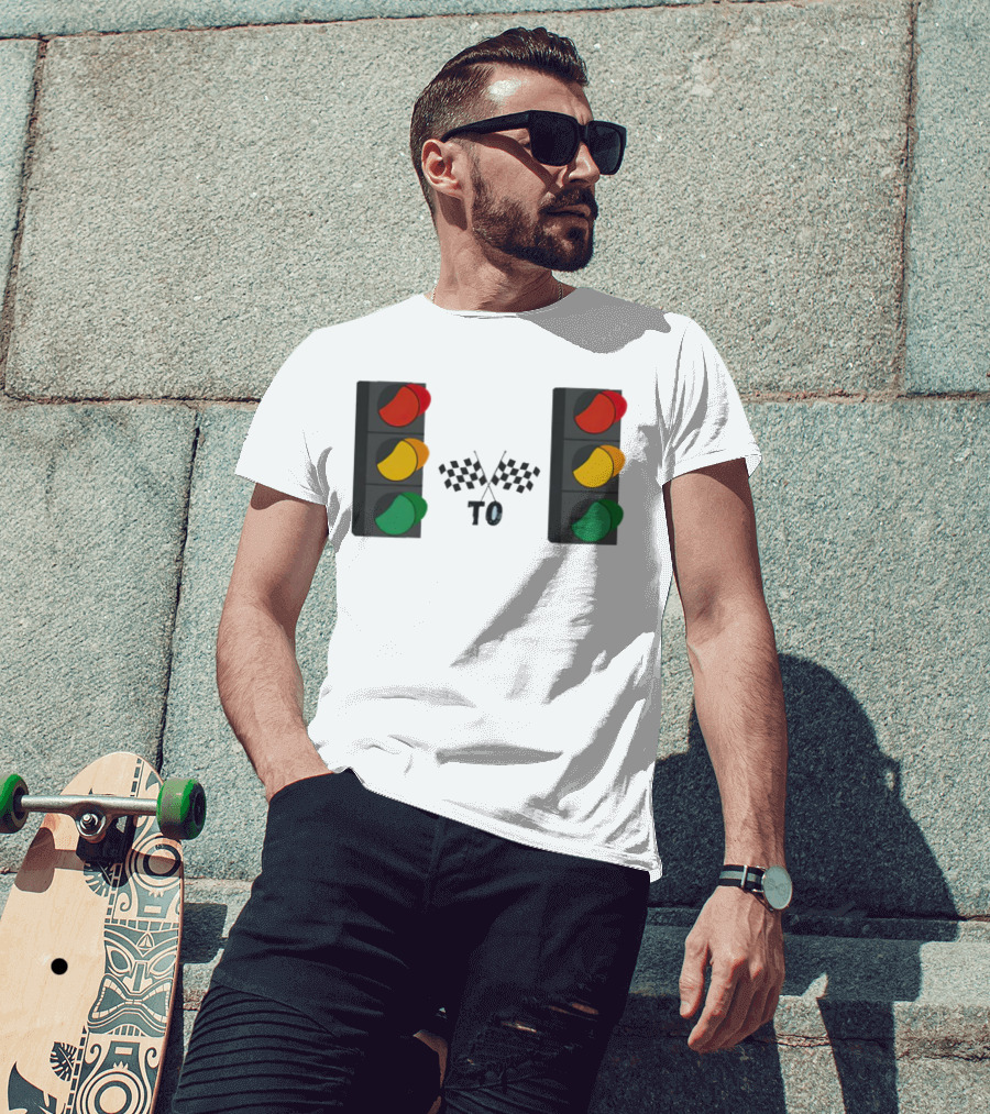 Stoplight To Stoplight Race Checkered Flags T-Shirt