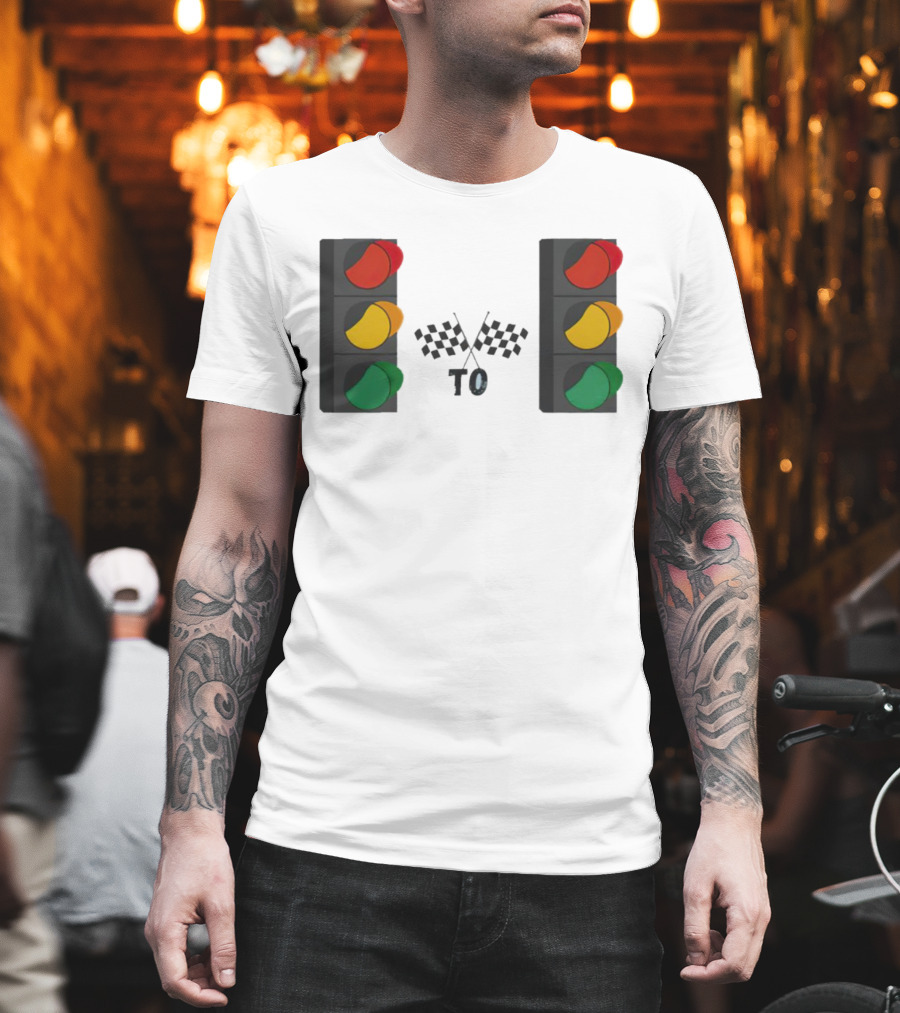 Stoplight To Stoplight Race Checkered Flags T-Shirt
