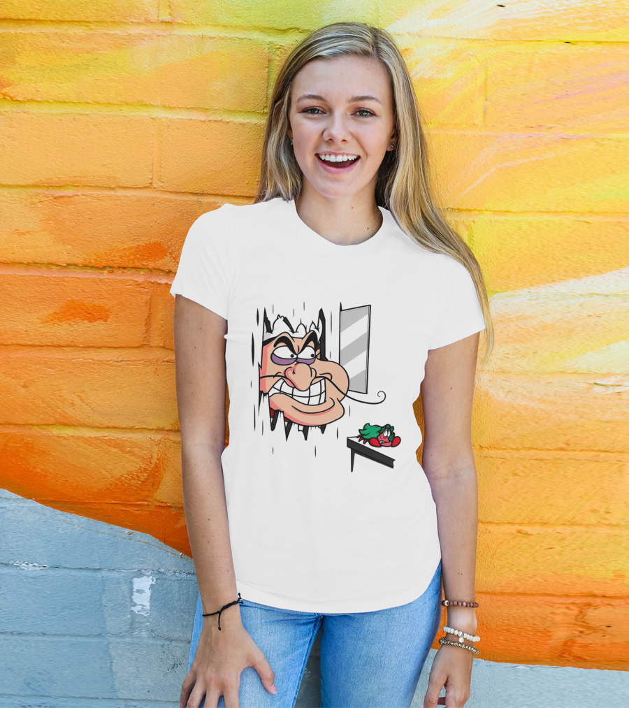 Chef Louis The Little Mermaid Cartoon Illustration With Louis Peeking Through Doorway T-Shirt