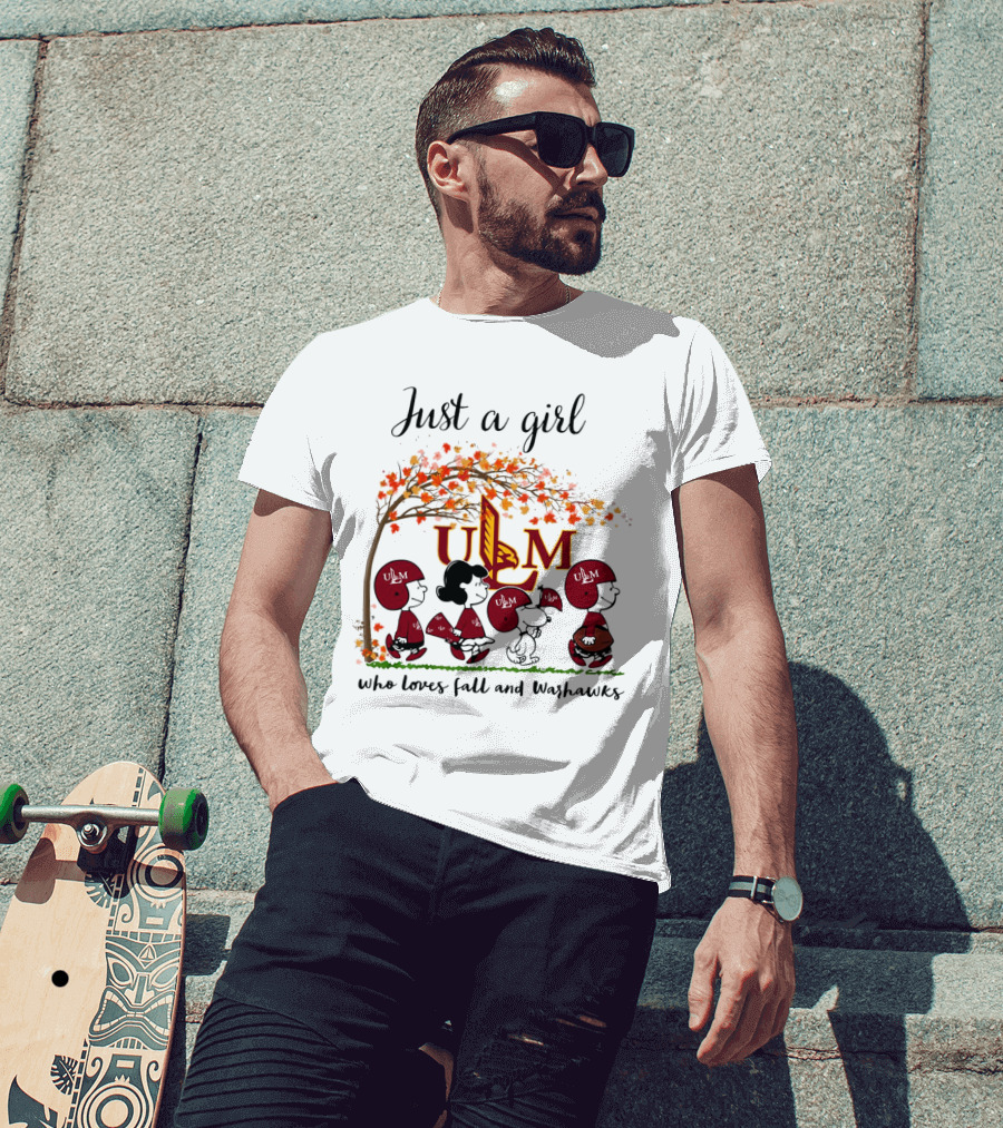 Just A Girl Who Loves Fall And ULM Warhawks T-Shirt