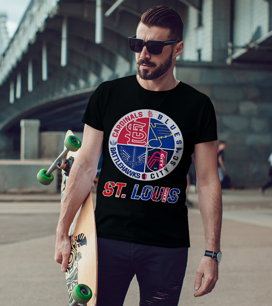 St. Louis Cardinals Blues Battlehawks City SC Sports Circle T-Shirt