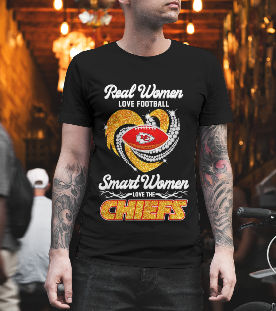 Kansas City Chiefs Real Women Love Football Smart Women Love The Chiefs Diamond Love T-Shirt