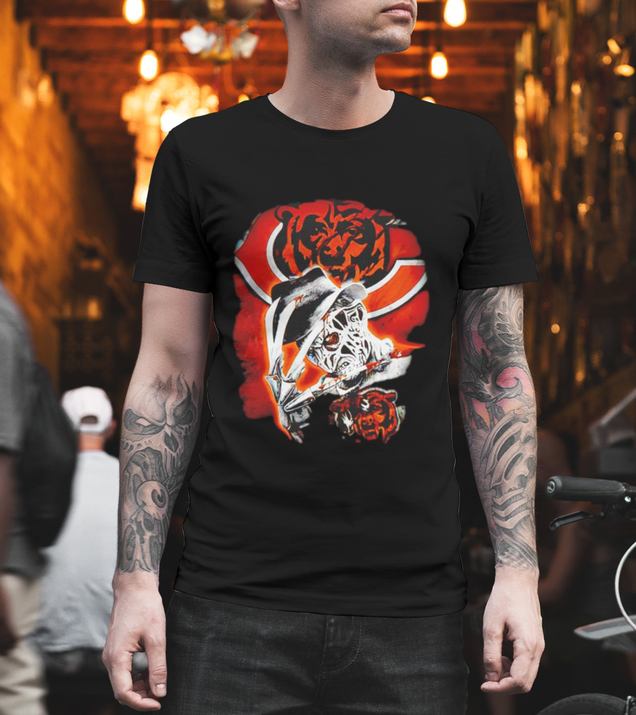 Freddy Krueger Chicago Bears Halloween Horror Crossover T-Shirt