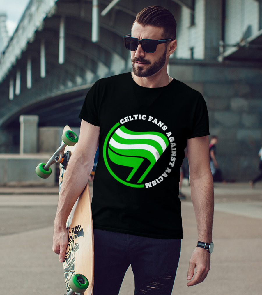 Celtic Fans Against Racism Green And White Flag T-Shirt