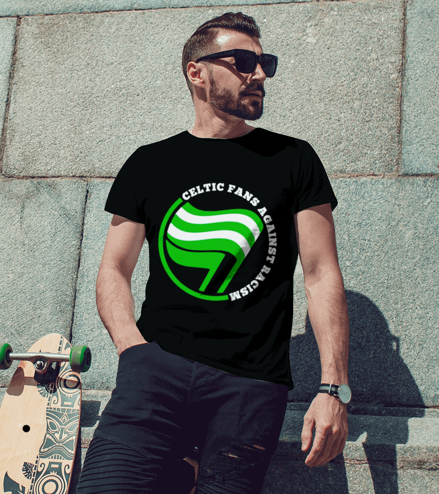 Celtic Fans Against Racism Green And White Flag T-Shirt