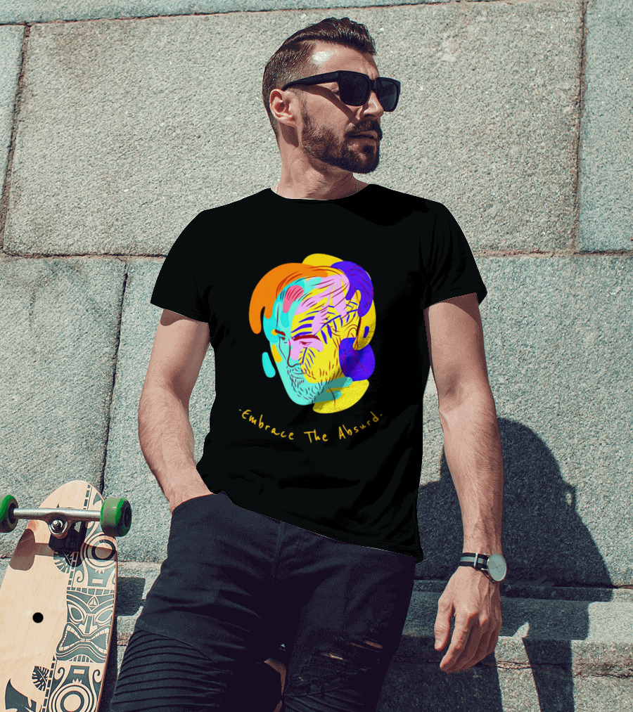 Embrace The Absurd Albert Camus Colorful Abstract T-Shirt