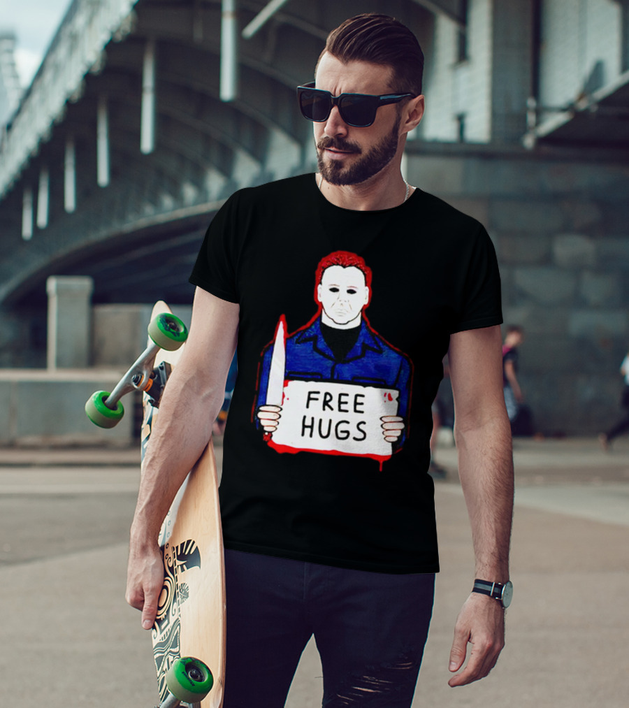 Free Hugs Michael Myers Knife Halloween Horror T-Shirt