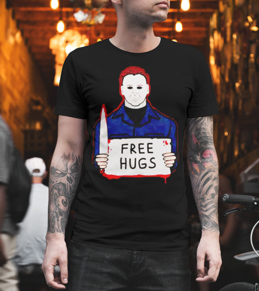 Free Hugs Michael Myers Knife Halloween Horror T-Shirt