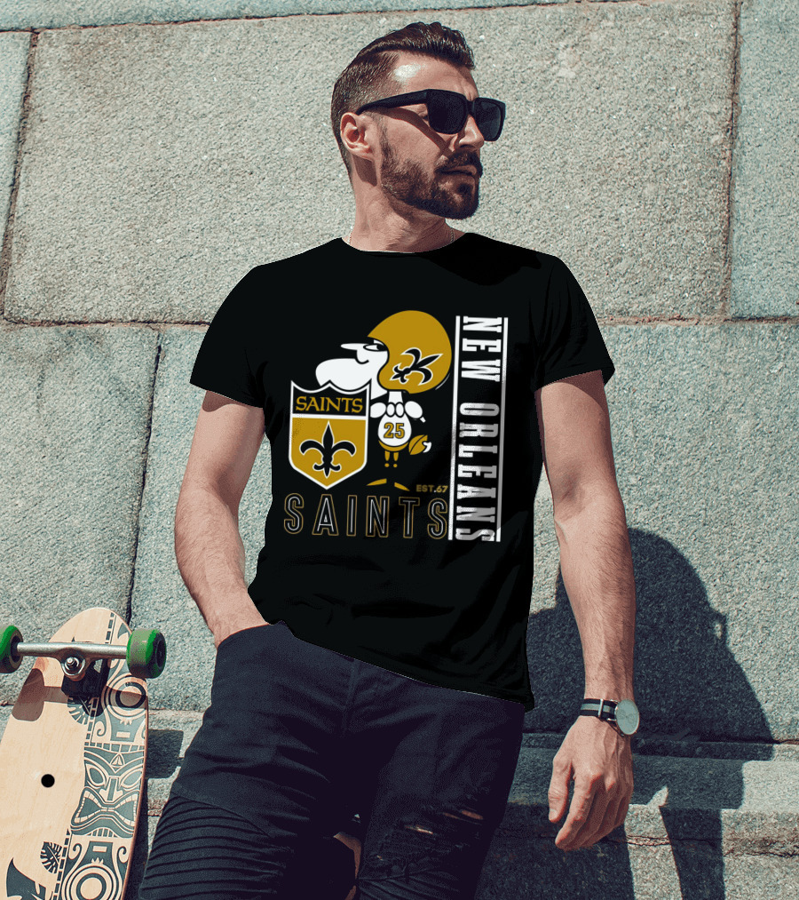 New Orleans Saints Est.67 Mascot With Shield And Fleur-de-Lis T-Shirt