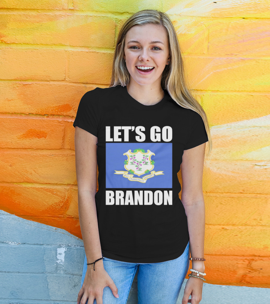 LET'S GO BRANDON Qui Transtulit Sustinet Connecticut Flag T-Shirt