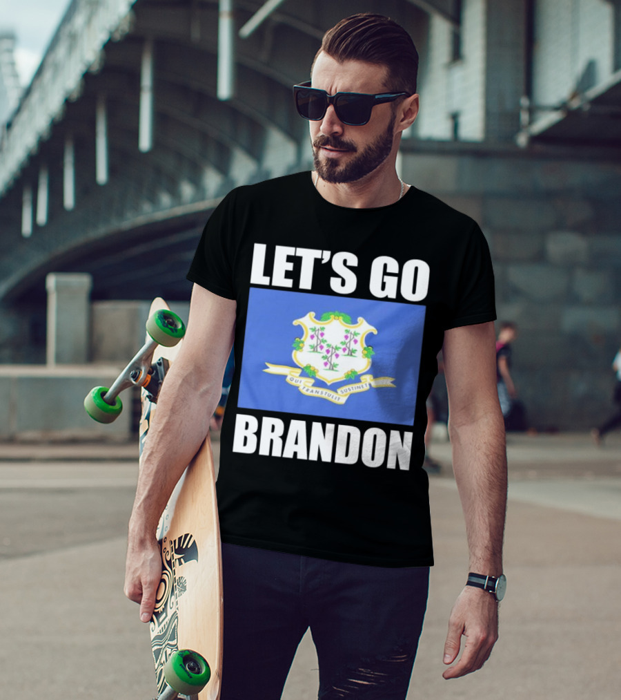 LET'S GO BRANDON Qui Transtulit Sustinet Connecticut Flag T-Shirt