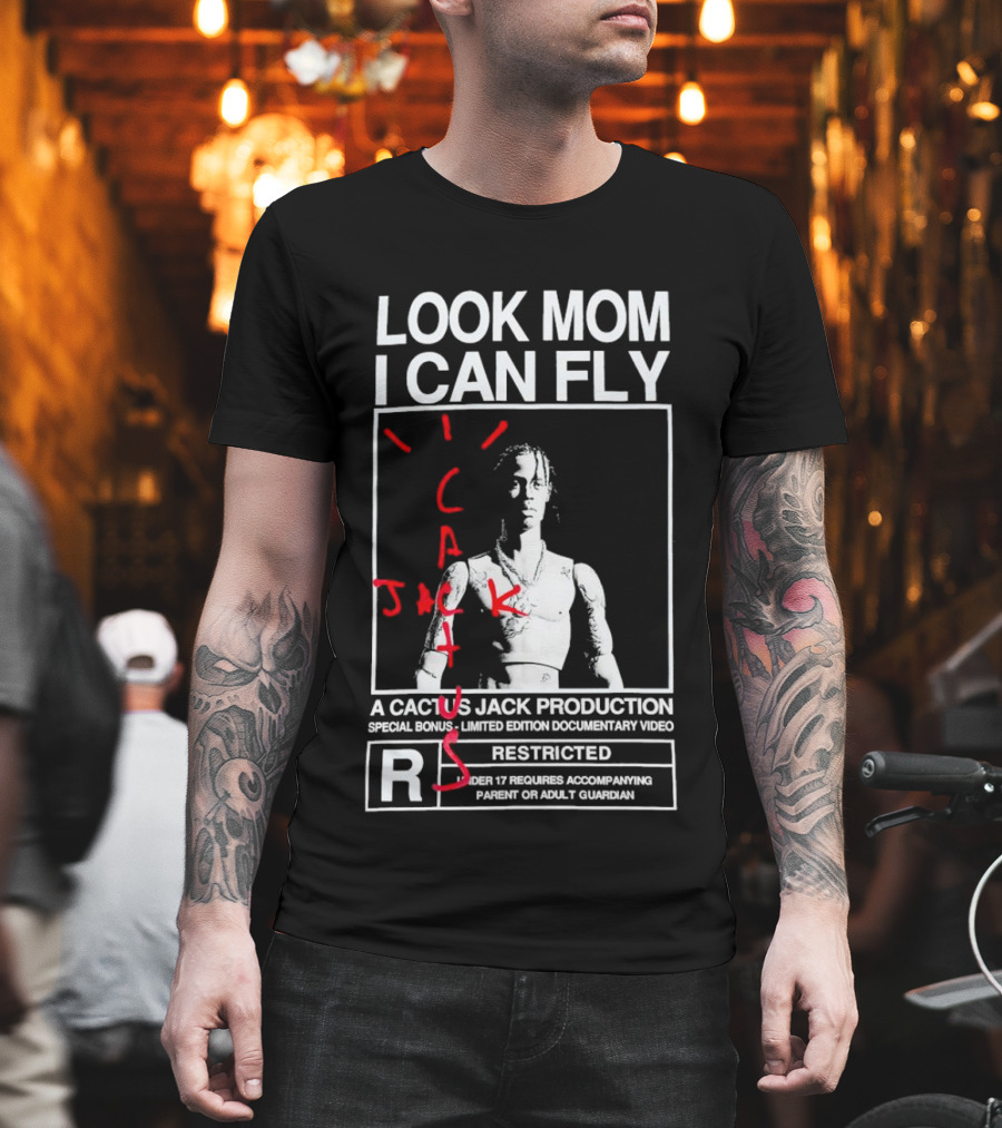 Look Mom I Can Fly Cactus Jack Production Special Bonus Documentary Video Restricted T-Shirt