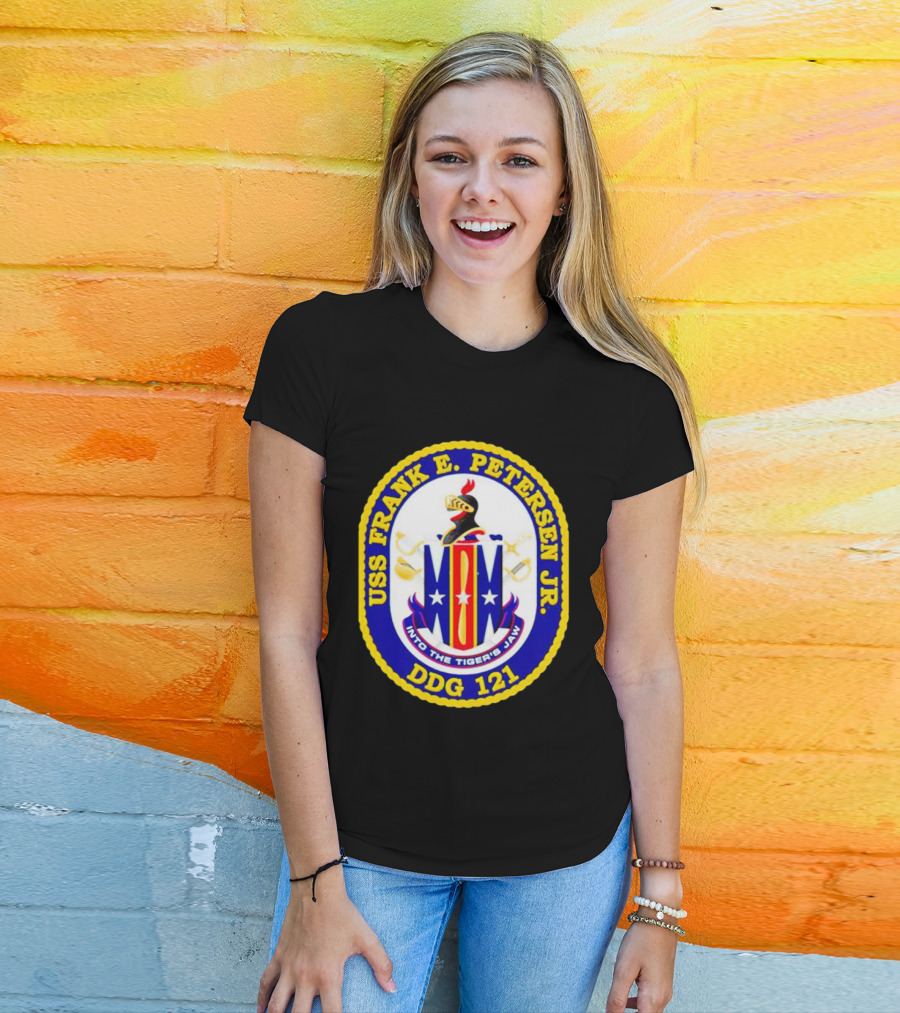 USS Frank E Petersen Jr DDG 121 Crest Into The Tiger's Jaw T-Shirt