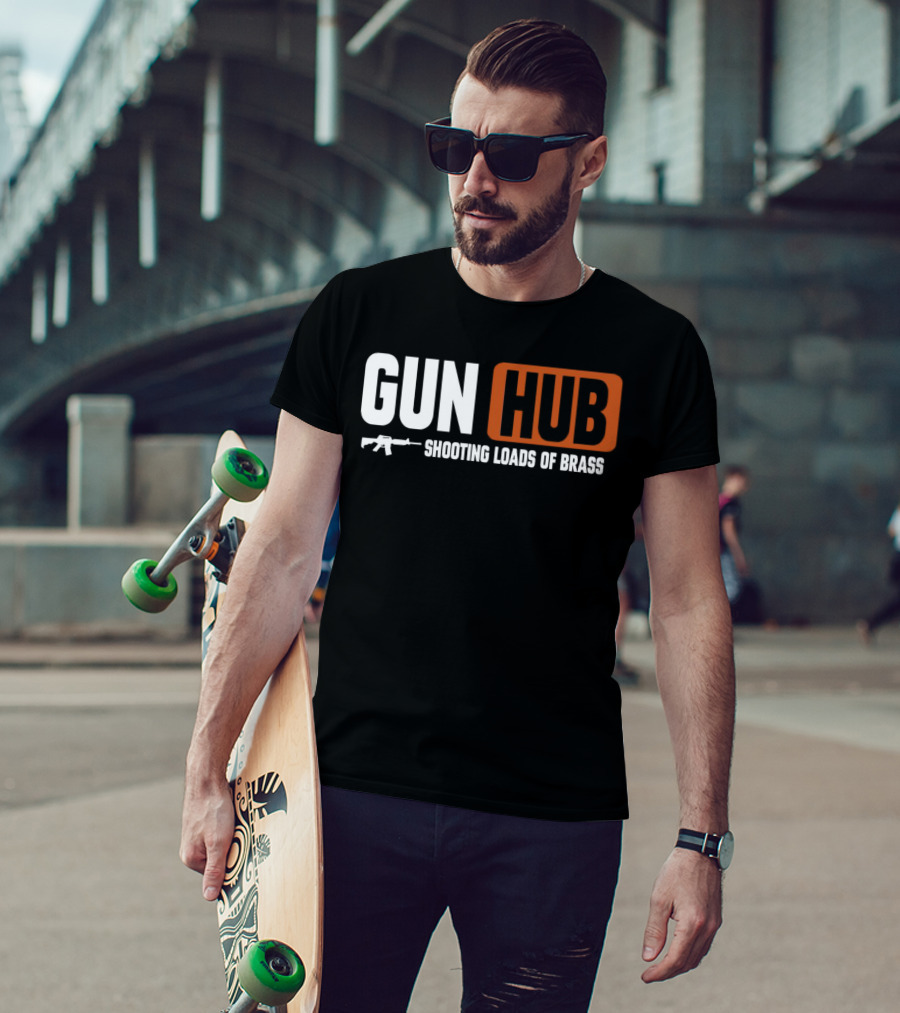 GUN HUB Shooting Loads Of Brass With Rifle T-Shirt